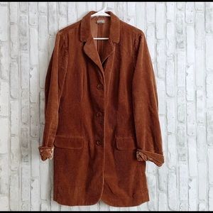J. Jill Burnt Orange Corduroy Long Jacket sz MT
